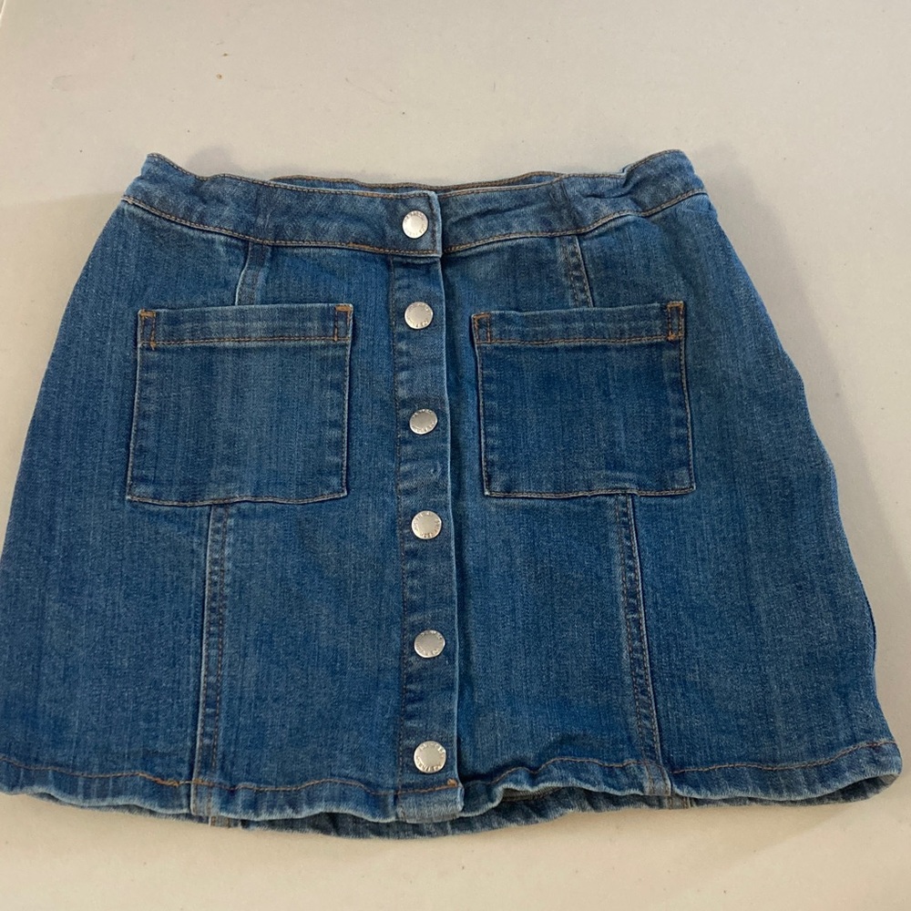 Joe Fresh Denim Snap-Front Mini Skirt in Blue